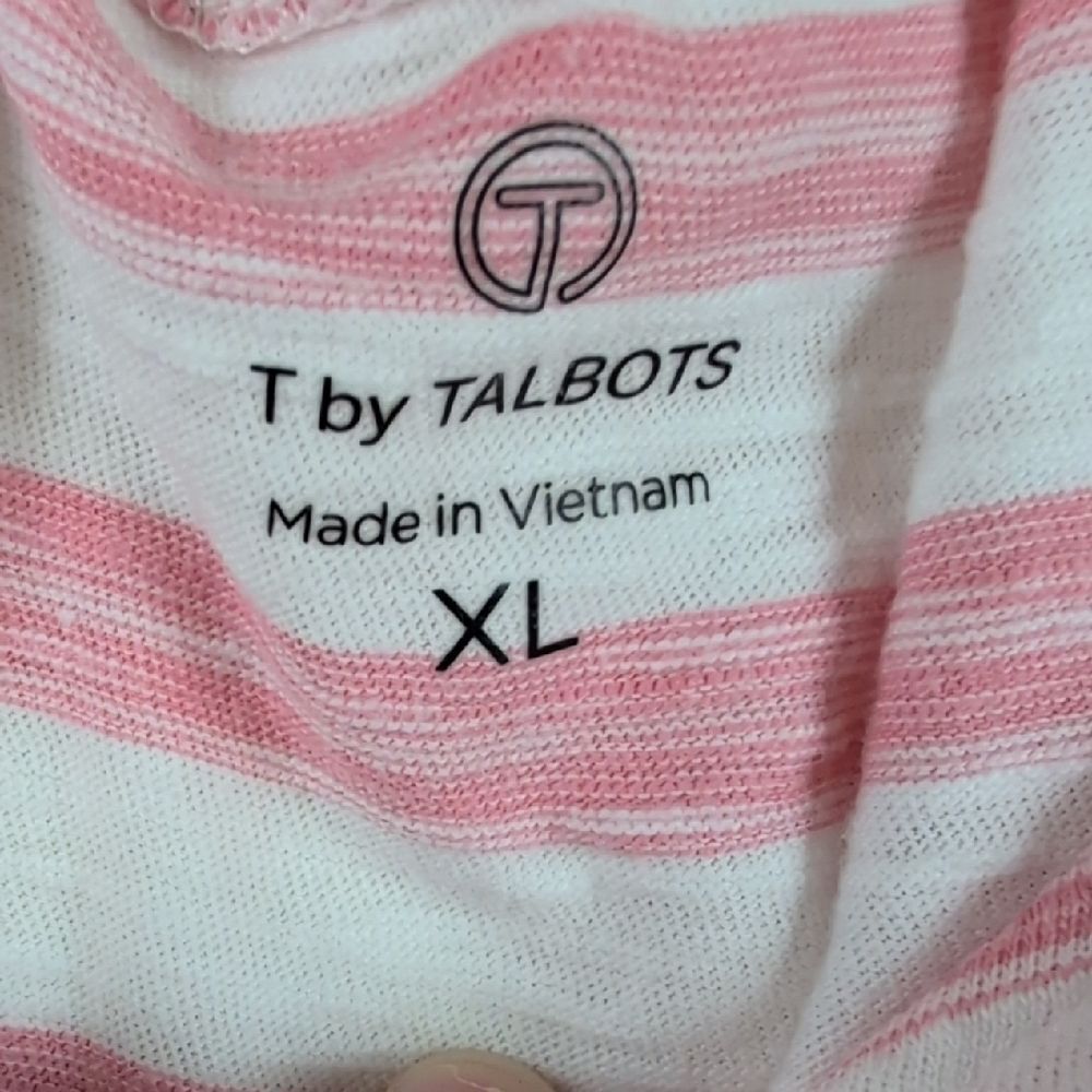 Talbot's T By Talbot's Striped Pink & White Twist Back Women's Top Size XL - Picture 2 of 9